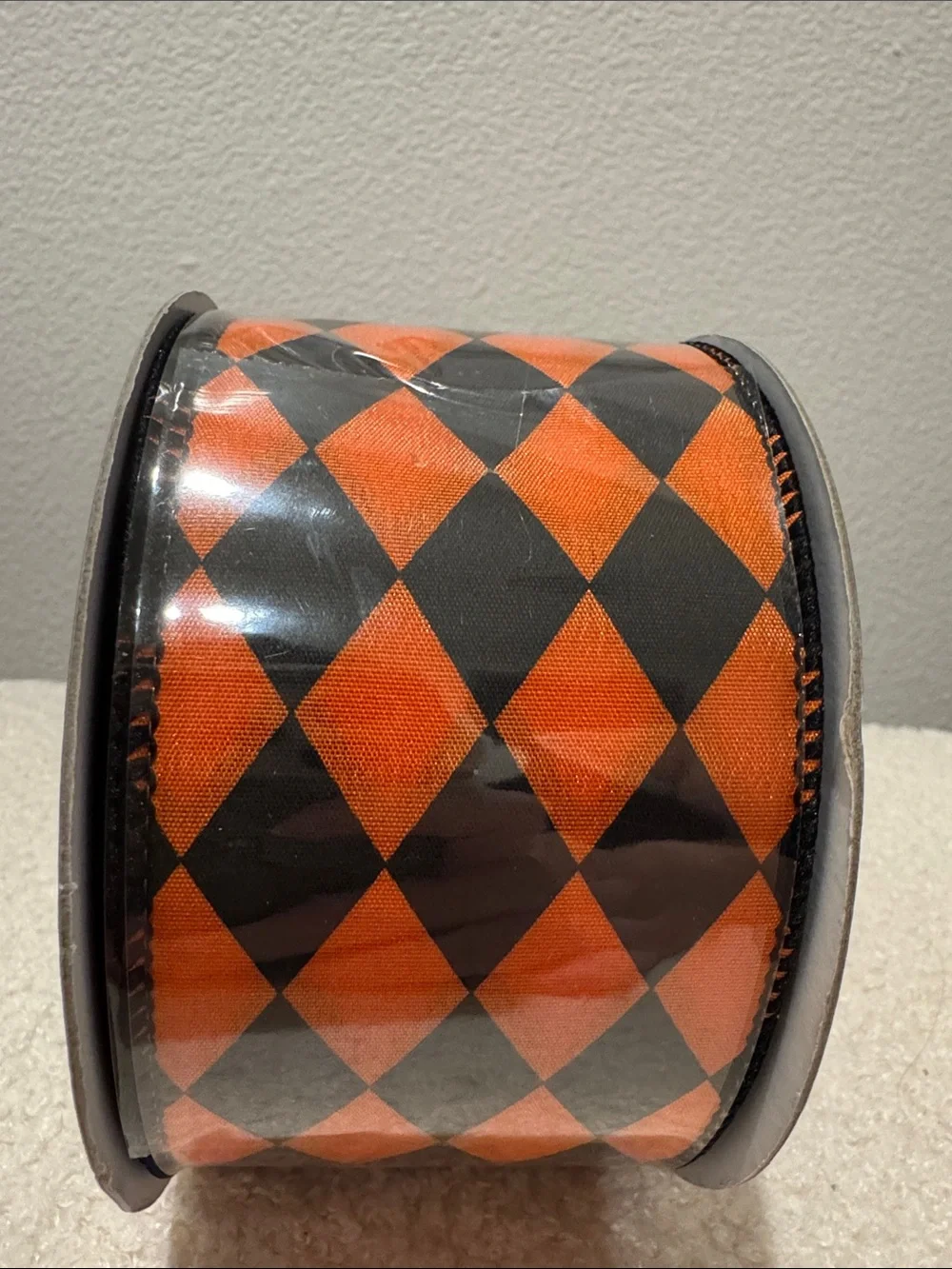Festive Orange and Black Harlequin Ribbon or Garland